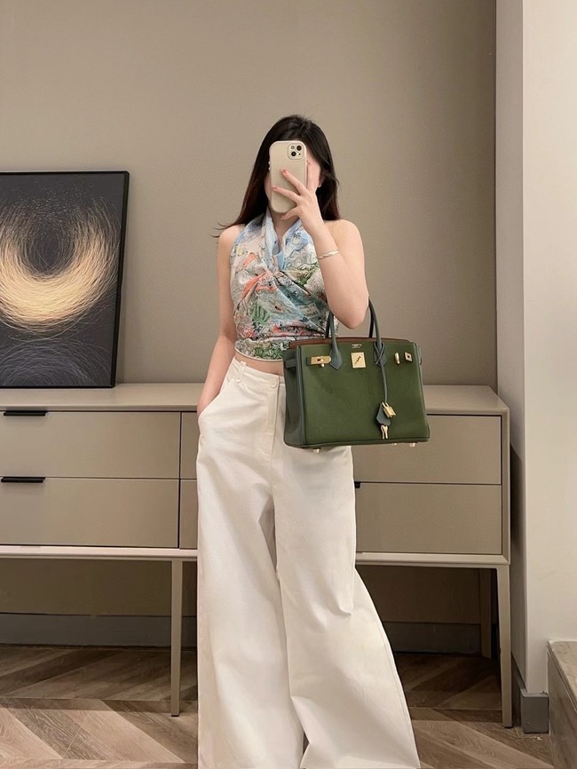 Hermes Birkin Tote Bag Original Togo Leather 6635 Khaki & camel