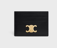 Celine CARD HOLDER TRIOMPHE IN SHINY CALFSKIN 10L833 black