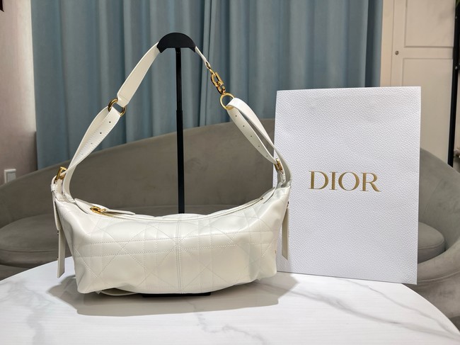 Dior Medium D-Journey Bag in Shiny Goatskin Flat Macrocannage M2417UCUQ Latte
