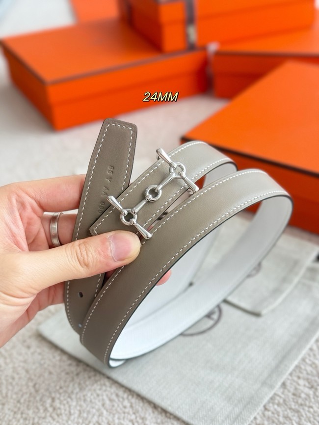 Hermes Swift & Epsom calfskin double-sided leather belt 65986