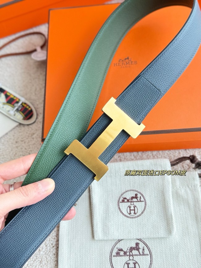 Hermes Epsom calfskin double-sided leather belt 65988