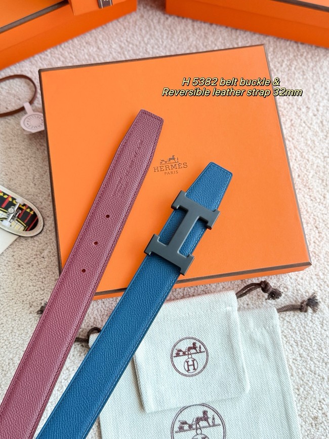 Hermes Epsom calfskin double-sided leather belt 65998