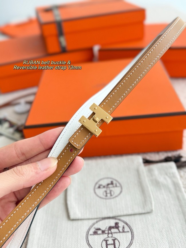 Hermes Swift & Epsom calfskin double-sided leather belt 66024