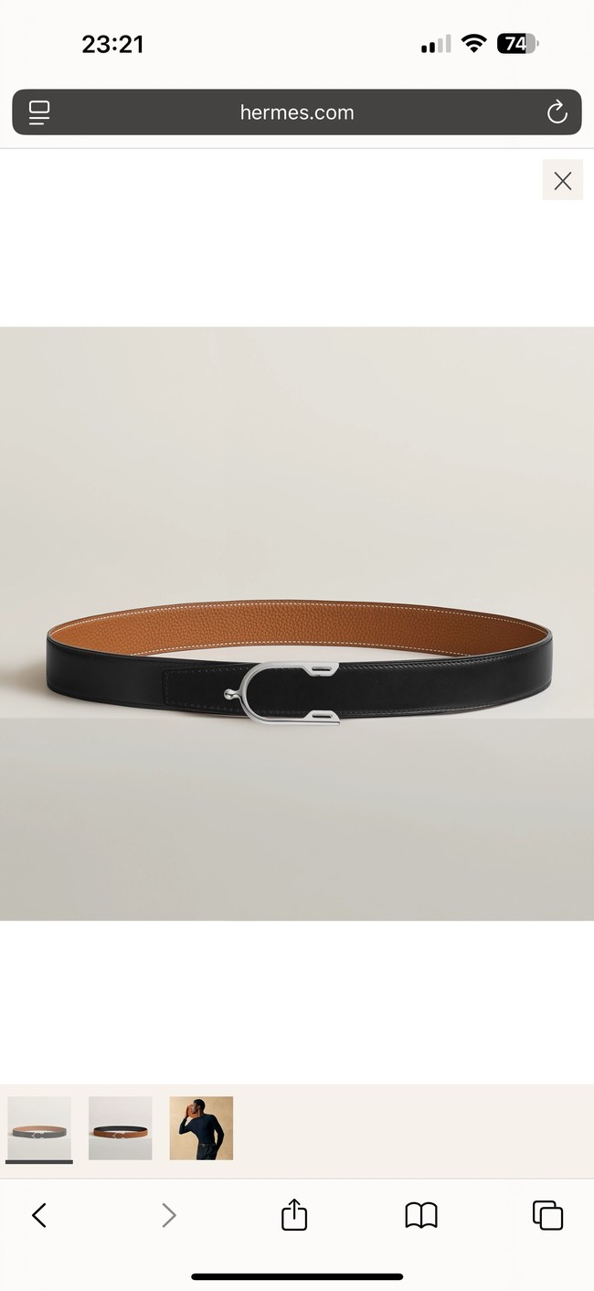 Hermes Swift calfskin double-sided leather belt 66021