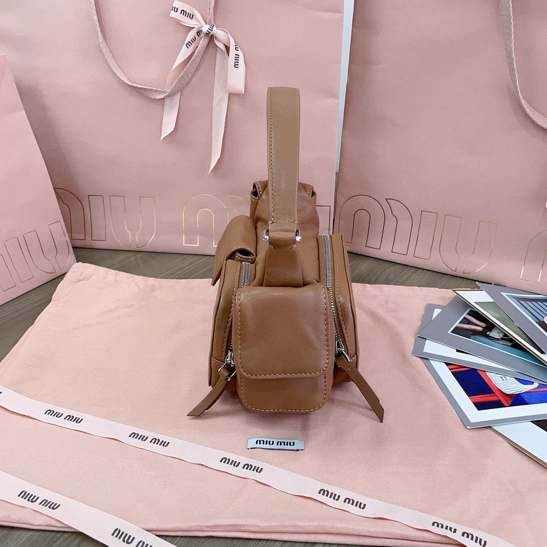 MIU MIU Original Leather Top Handle Bag 5BC146 Brown