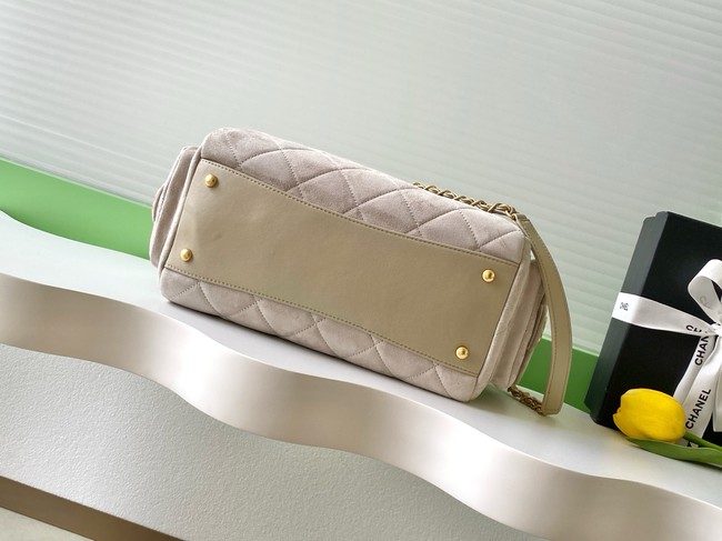 CHANEL Small Bowling Bag Suede AS5791 Beige