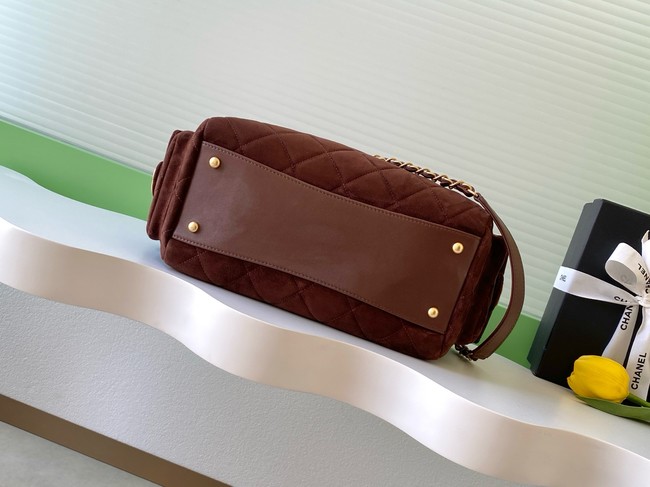 CHANEL Small Bowling Bag Suede AS5791 burgundy