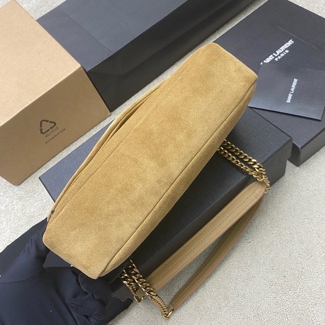 Saint Laurent CALYPSO small in plunged suede 734153 CARAMEL COGNAC