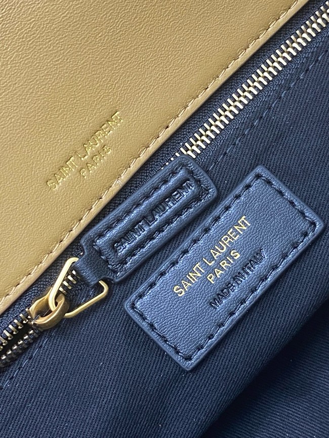 Saint Laurent CALYPSO small in plunged suede 734153 CARAMEL COGNAC