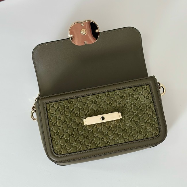 Gucci GG Marmont small suede shoulder bag 826761 green
