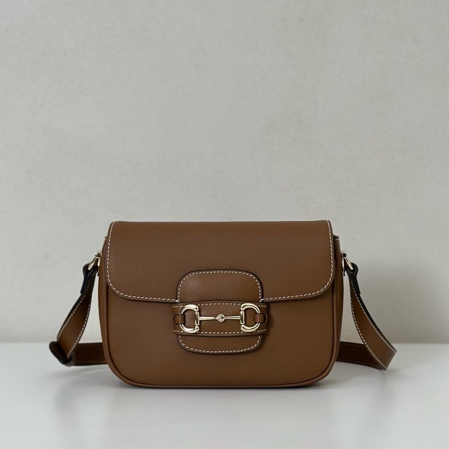 Gucci small shoulder bag leather 815205 brown