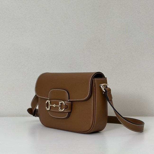 Gucci small shoulder bag leather 815205 brown