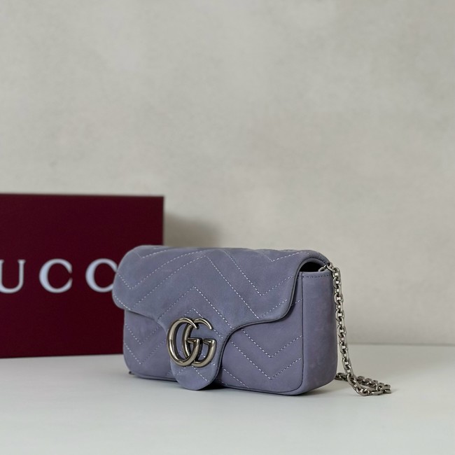 GUCCI GG Marmont mini shoulder bag Variation 841290 Variation dusty blue suede