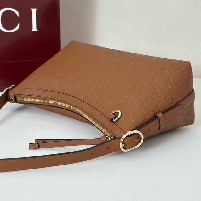 Gucci GG Emblem medium shoulder bag 847449 brown