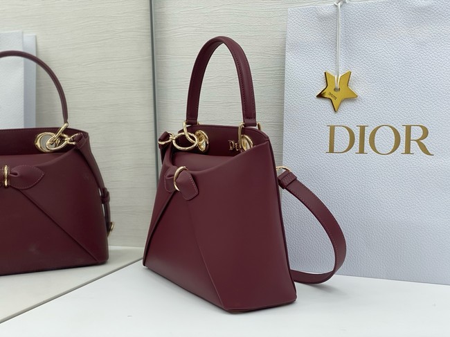 Dior Calfskin Tote Bag 6598 burgundy