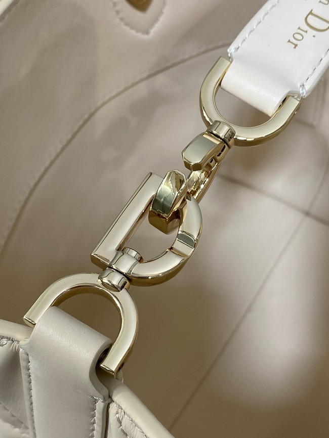 Small Dior Toujours Vertical Tote Bag Macrocannage Crinkled Calfskin M2835 Cream