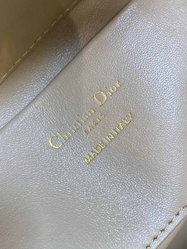 Small Dior Toujours Vertical Tote Bag Macrocannage Crinkled Calfskin M2835 beige