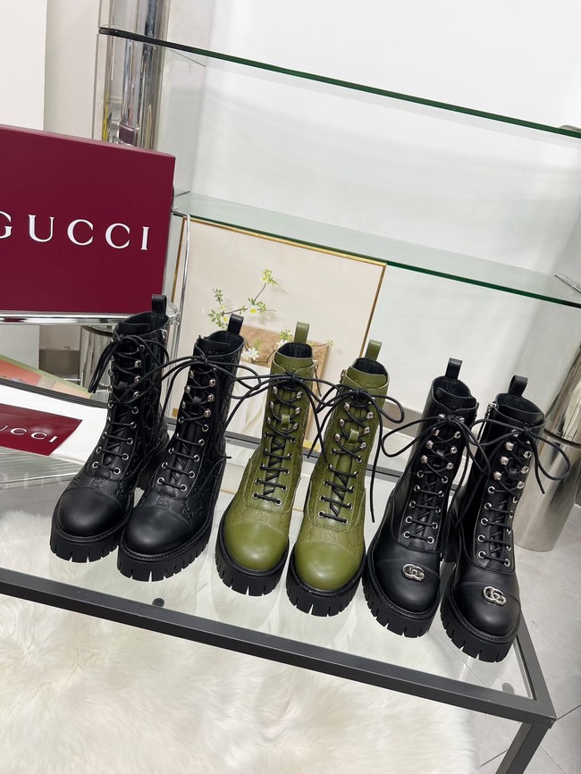 Gucci Womens lace-up ankle boot with GG 840739-1