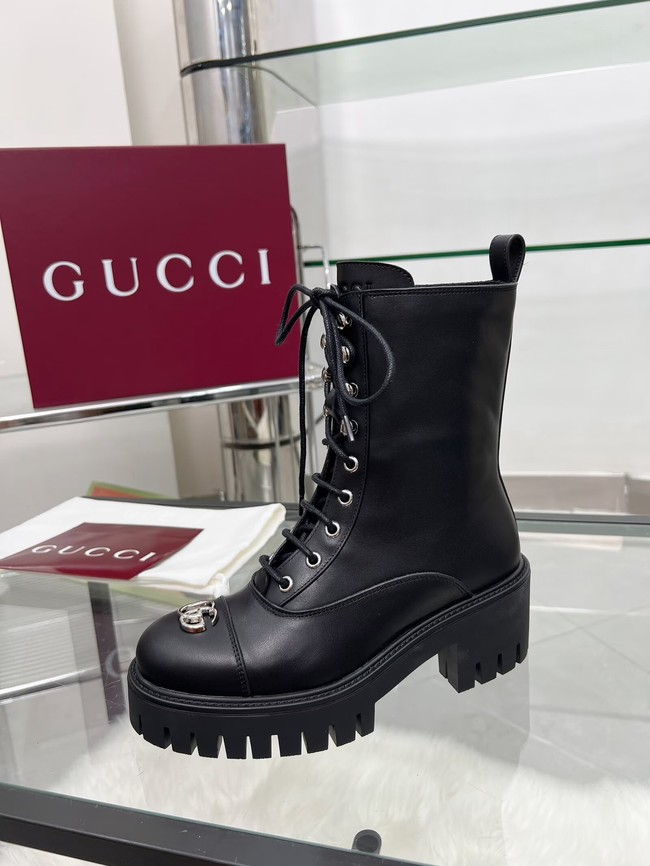 Gucci Womens lace-up ankle boot with GG 840739-3