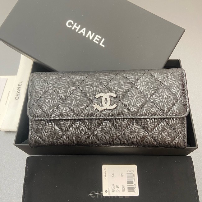 Chanel Long Flap Wallet AP3724 black