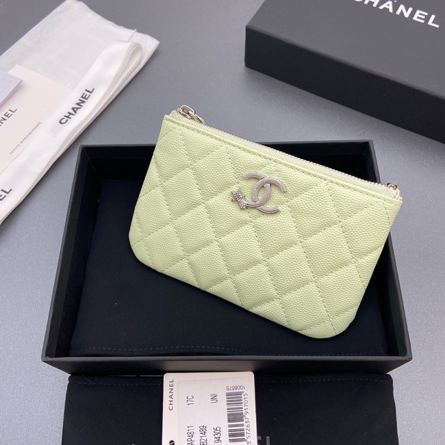 Chanel Zipped Pocket wallet S4811 light green