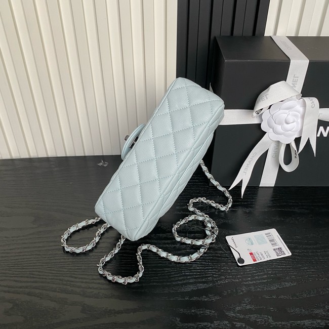 CHANEL Clutch With Chain AS2701 light blue&Silver Metal