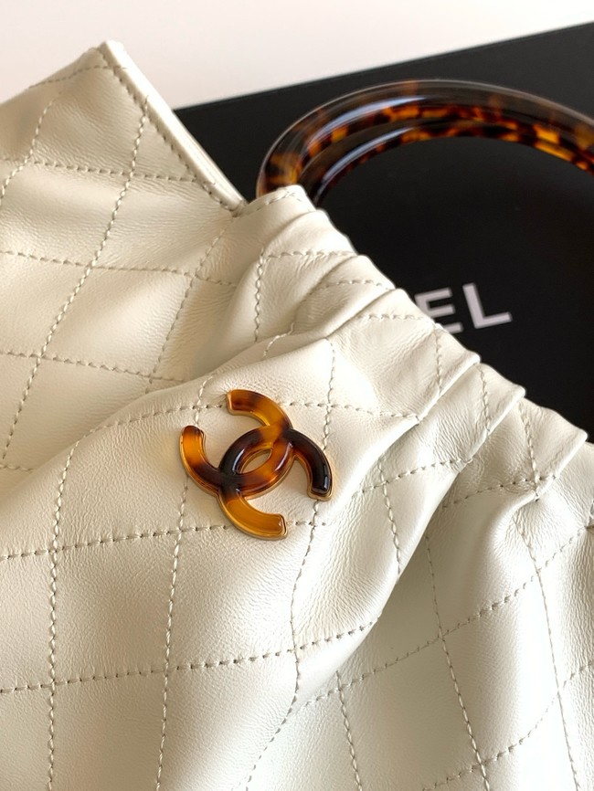 CHANEL Hobo Bag Lambskin AS6010 white