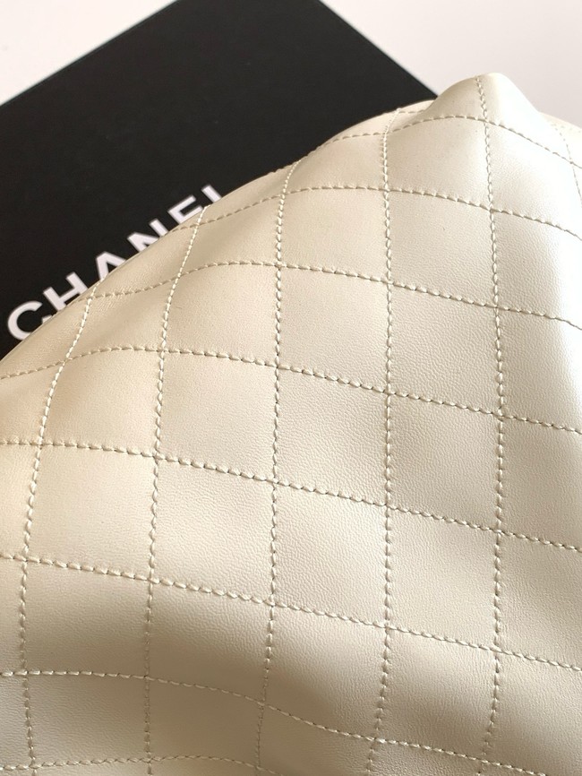 CHANEL Hobo Bag Lambskin AS6010 white