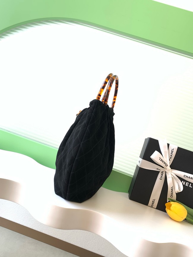 CHANEL Hobo Bag Suede AS6010 black