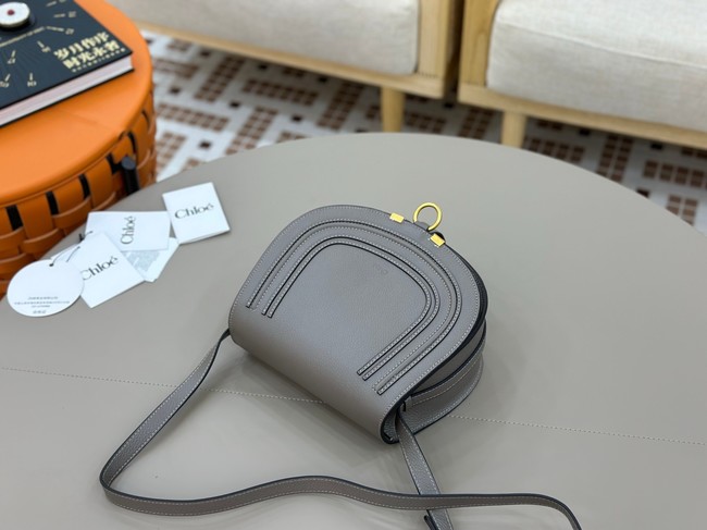 Chloe Grained Calfskin MARCIE saddle bag 31054 dark gray
