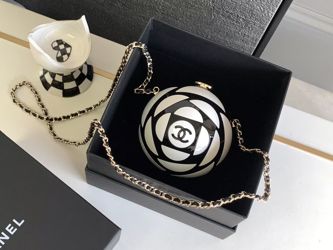 Chanel Camellia Mini Ball Bag 63029 White&Black