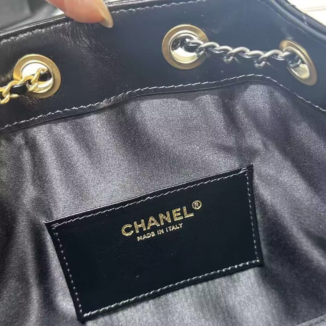 CHANEL 25 SMALL ORIGINAL LEATHER HANDBAG AS5293 Black Gold&Silver-Tone