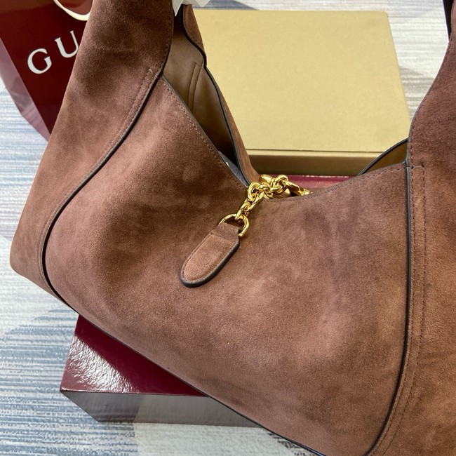 Gucci Softbit maxi shoulder bag Variation 837466  dark brown suede