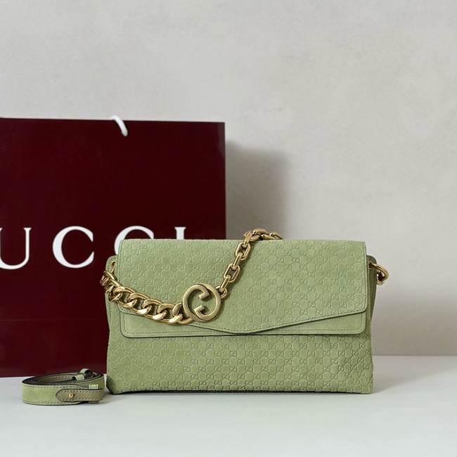 GUCCI Medium shoulder bag with chain Suede 857622 green