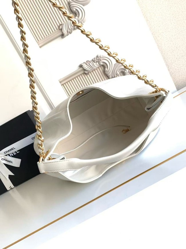 CHANEL Hobo Bag Lambskin AS5978 white