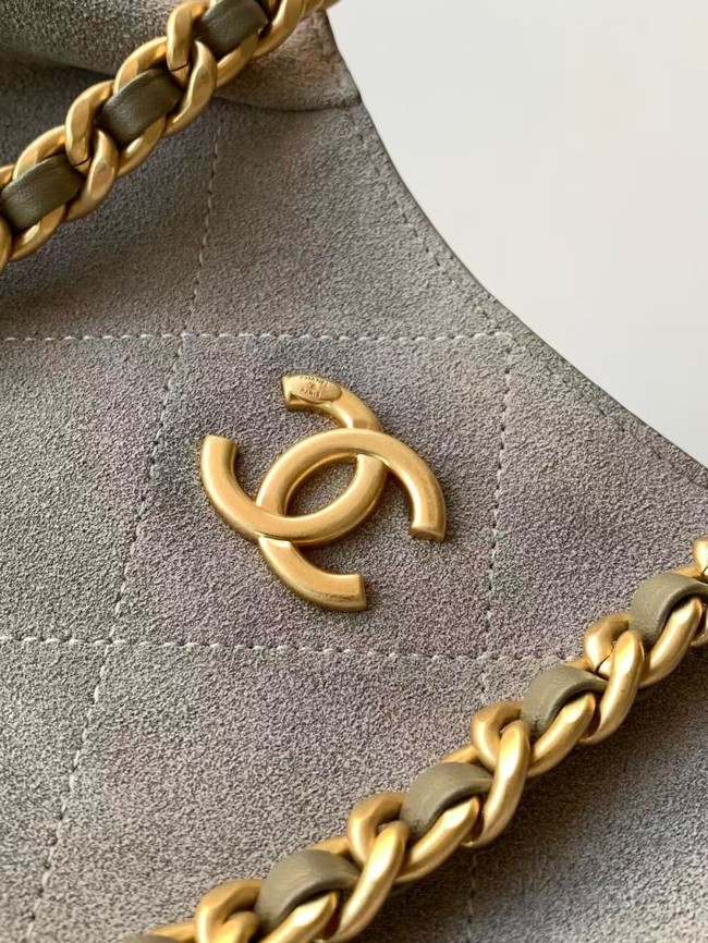 CHANEL Hobo Bag Suede Calfskin AS5978 gray