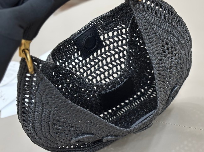 Chloe SUMMER straw and leather tote bag 1668 black