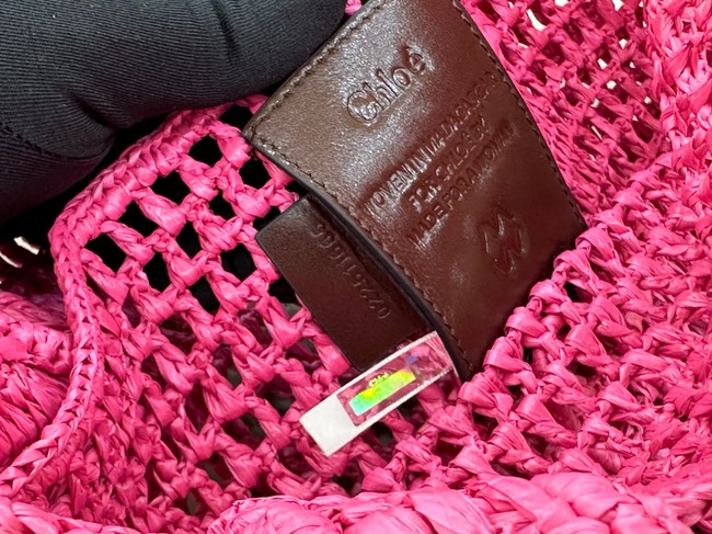 Chloe SUMMER straw and leather tote bag 0824P rose