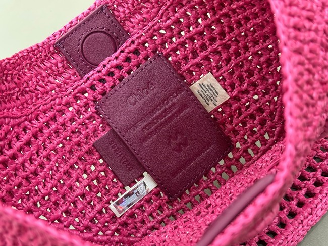 Chloe SUMMER straw and leather tote bag 1668 rose