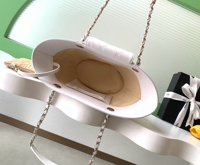 CHANEL Small Tote AS5951 Beige & white