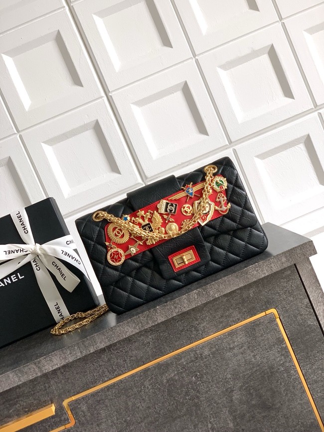 CHANEL Classic Handbag Lambskin CF1112 black&red