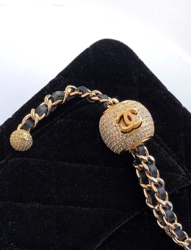 Chanel velvet Wallet On Chain AP1450 black