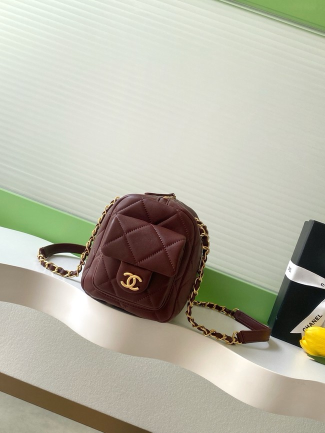 Chanel Lambskin Bowling Bag AS5791 burgundy