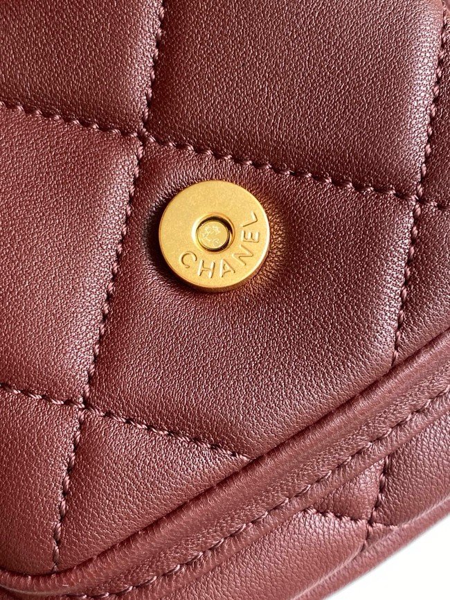 Chanel Lambskin Bowling Bag AS5791 burgundy