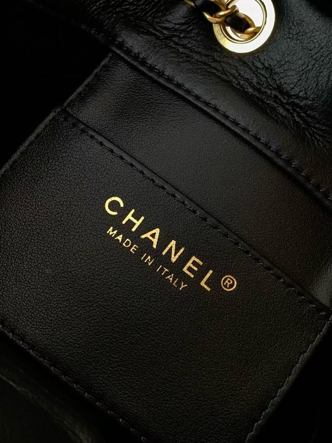 CHANEL 25 Mini Handbag AS5631 Crumpled Shearling Sheepskin black