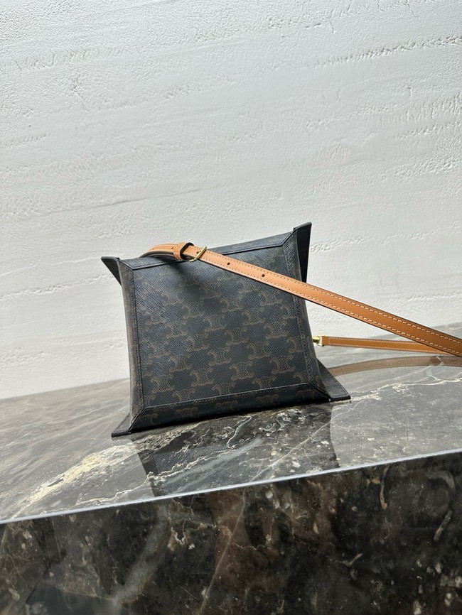 Celine SMALL CUBE BAG IN Triomphe Canvas and NATURAL Calfskin 124182 MIEL