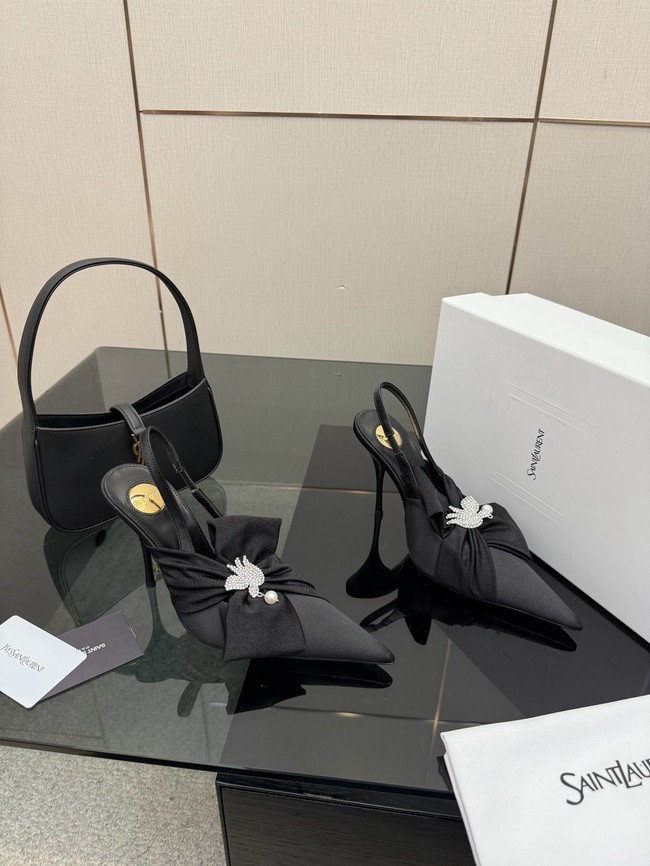 Saint Laurent AMALIA slingback pumps in satin crepe Heel 10.5CM 55726-12