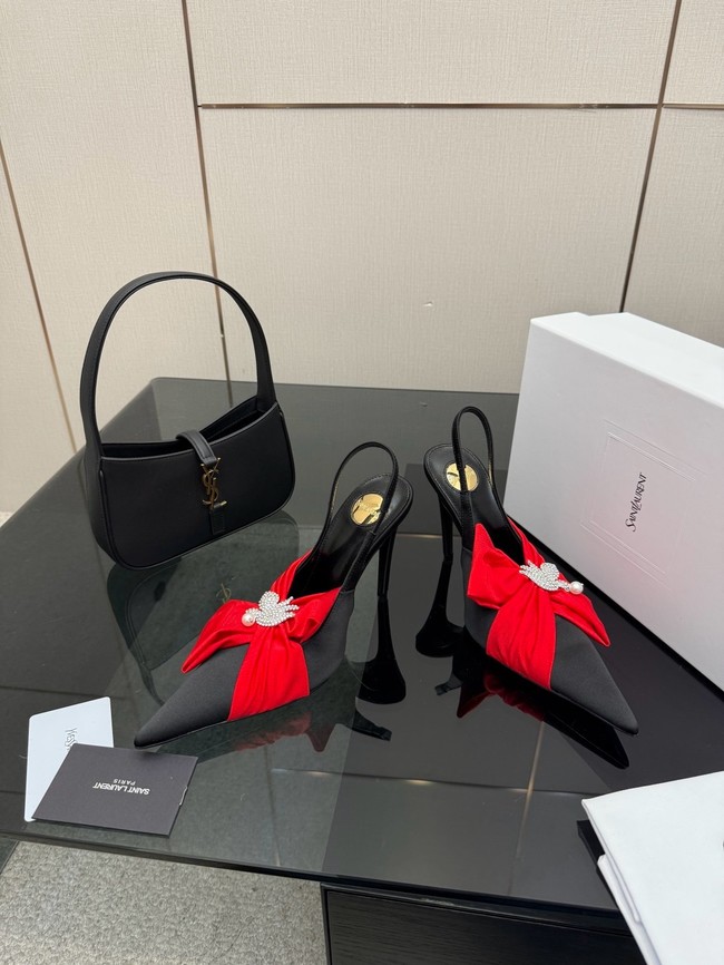 Saint Laurent AMALIA slingback pumps in satin crepe Heel 10.5CM 55726-3