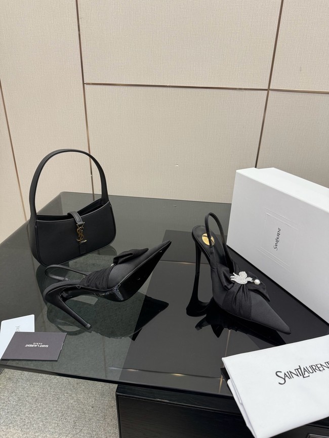 Saint Laurent AMALIA slingback pumps in satin crepe Heel 10.5CM 55726-7