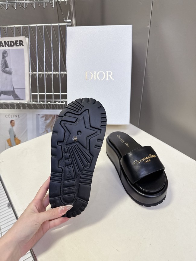 Dior D-Lane Platform Slide Black Padded Lambskin KCO497LA